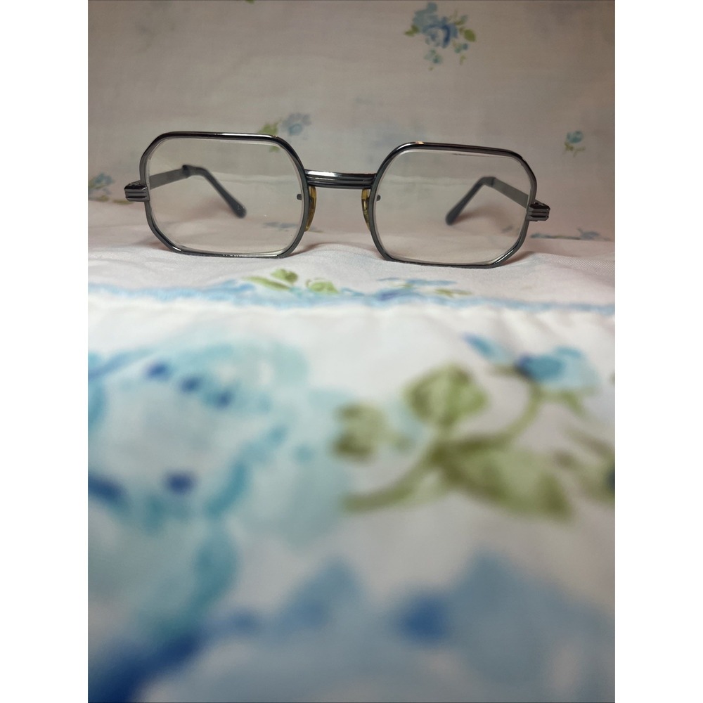 VTG sro 5 1/2 USA Metal Retangular Square Heavy Glasses Grandpa